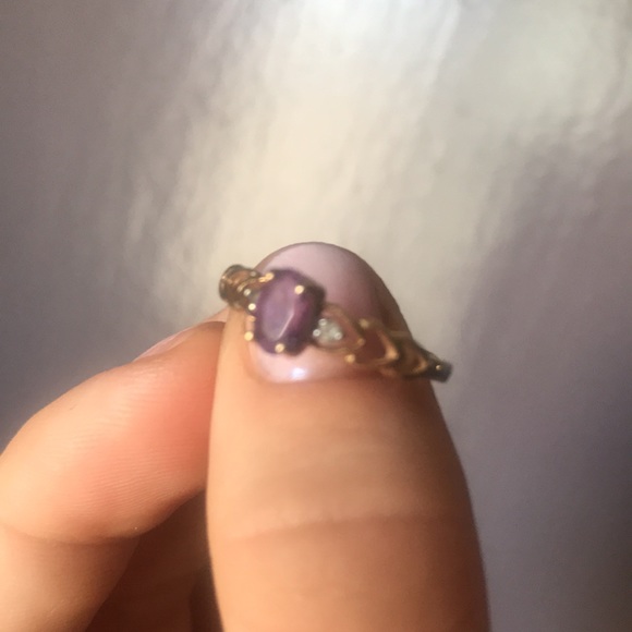 10k yellow gold with real diamond/amethyst 6.5 - Picture 8 of 11